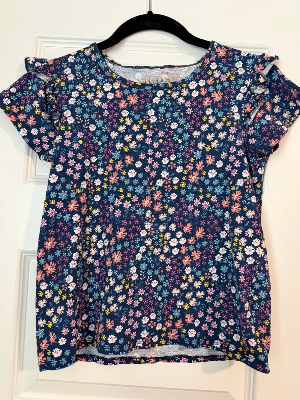 Girls Floral Shirt with Ruffle Sleeves